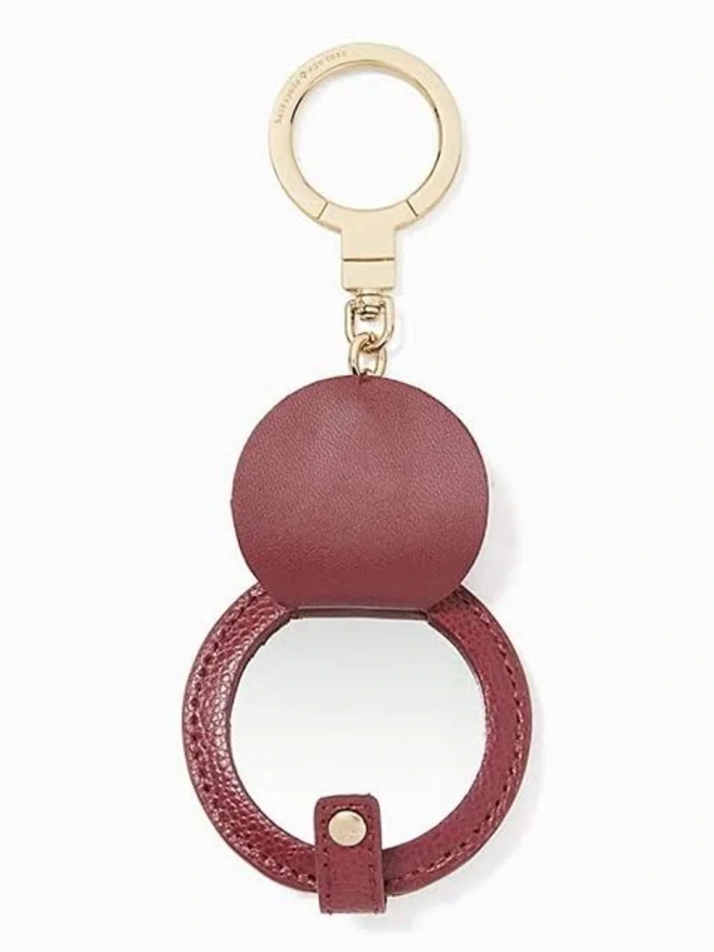 Kate Spade Circle Mirror Bag Charm Keychain Black Cherry Leather $59 New_3